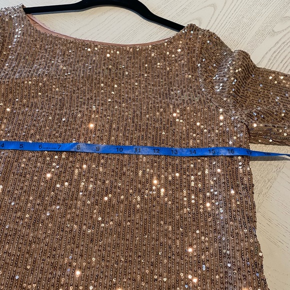 NWT ANTHROPOLOGIE Rose Gold Sequin Date Night Dress - Picture 7 of 15